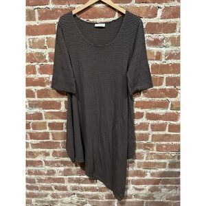 Bryn Walker Asymmetric Stripe Tunic Dress Sz S Lagenlook Swing Top USA Made